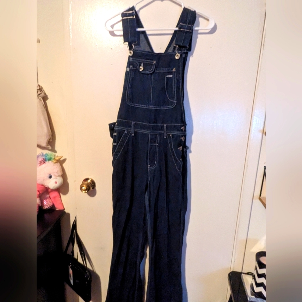 Silver denim overalls